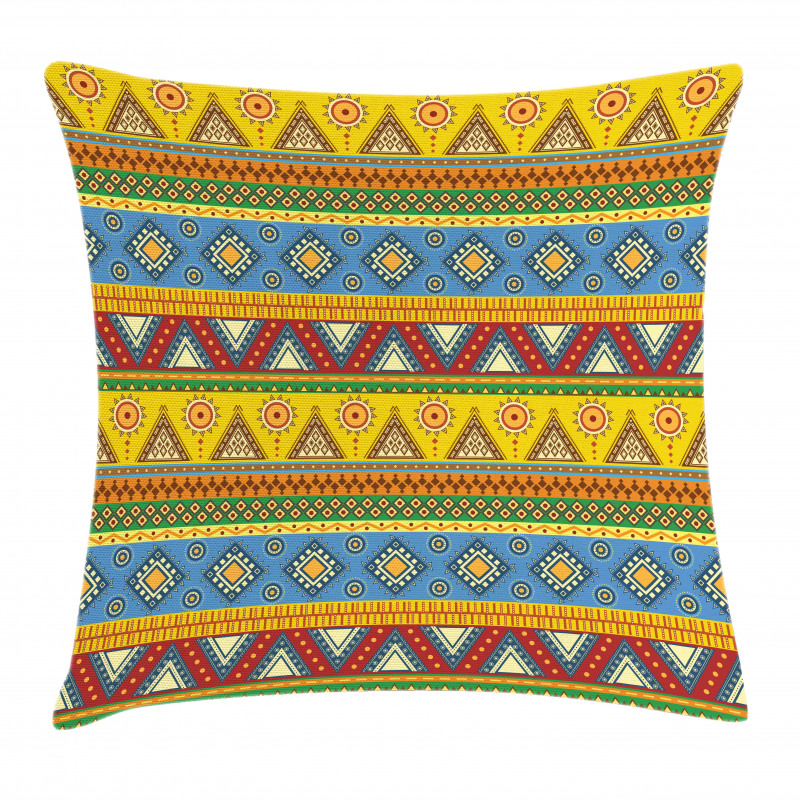 Folk Motif Mexican Sun Pillow Cover
