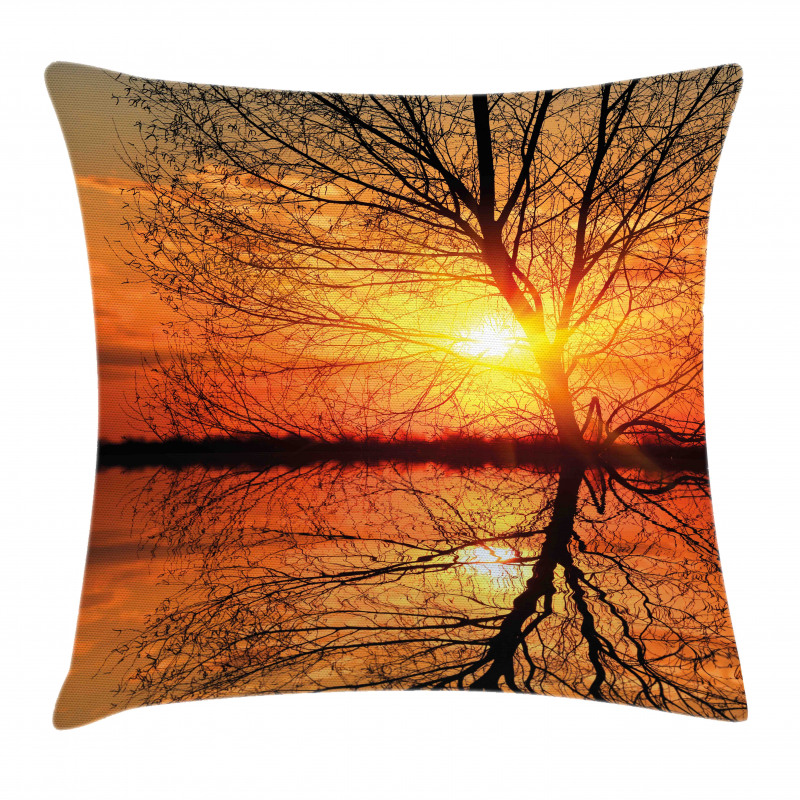 Sunset View with Trees Pillow Cover