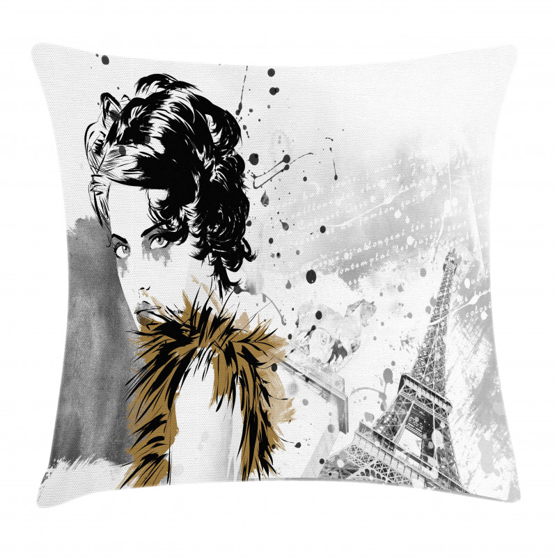 Fashion Model Paris Girl Pillow Cover