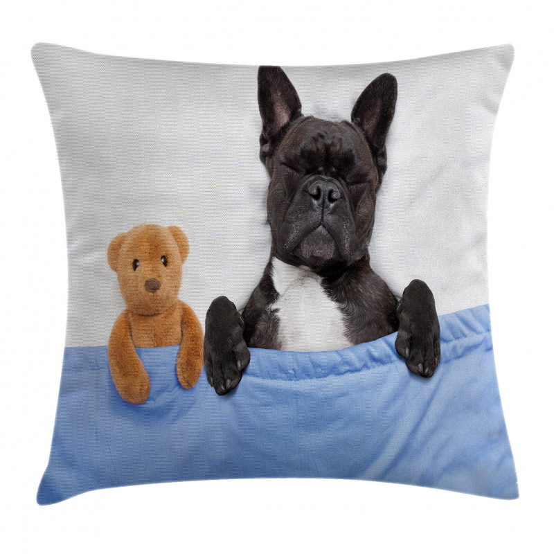 French Bulldog with Bear Pillow Cover