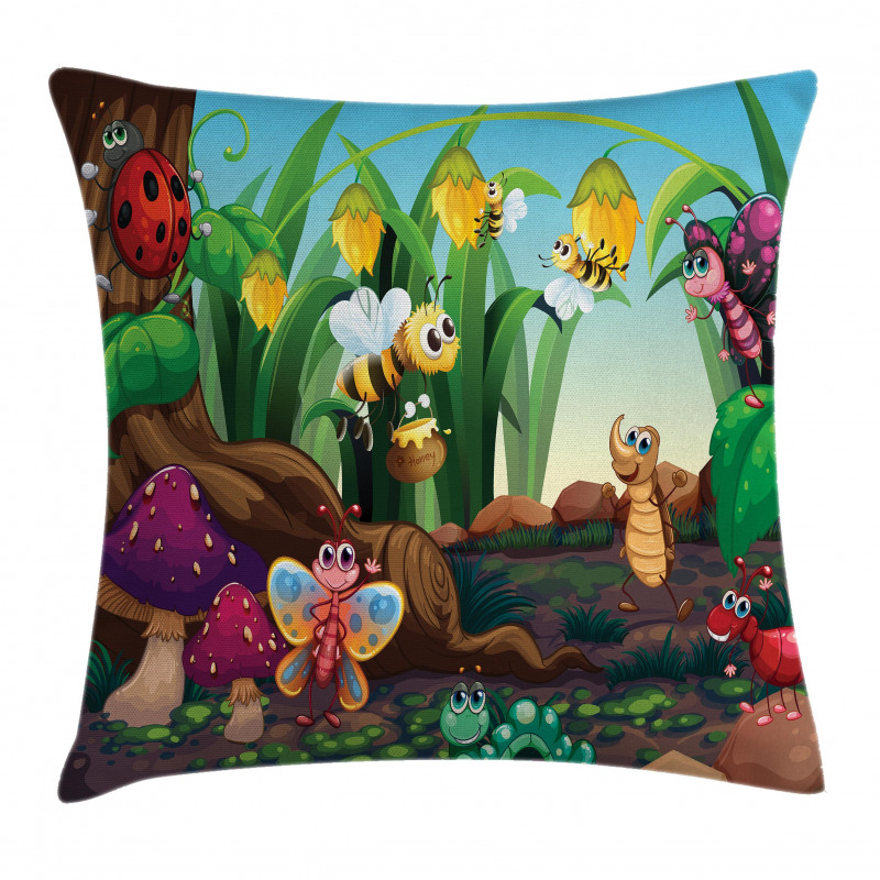 Butterfly Bee in Exotic Pillow Cover