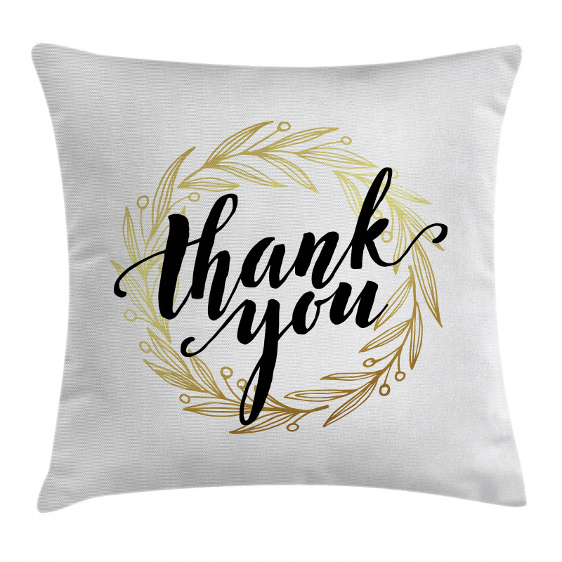 Thank You Words Leaves Pillow Cover