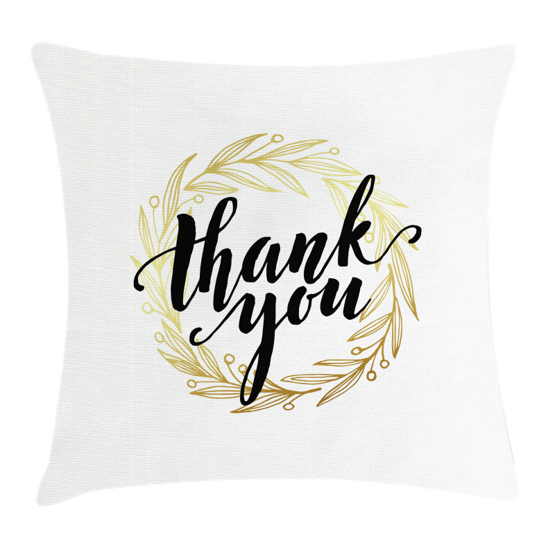 Thank You Words Leaves Pillow Cover