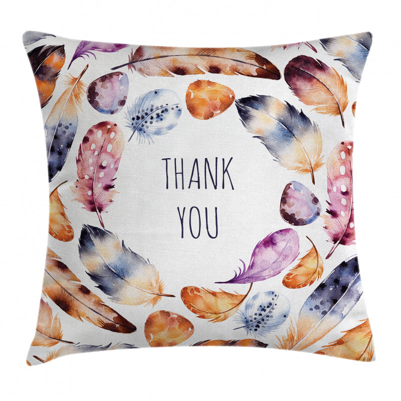 Bird Feathers Thank You Pillow Cover