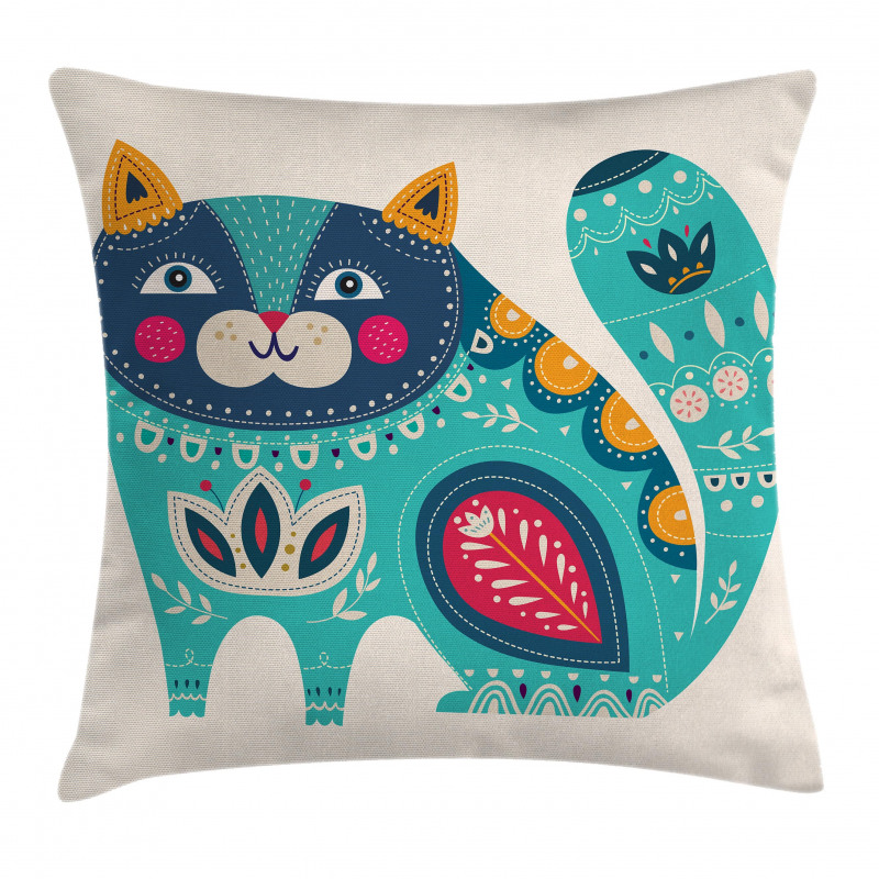 Paisley Style Cat Kitten Pillow Cover