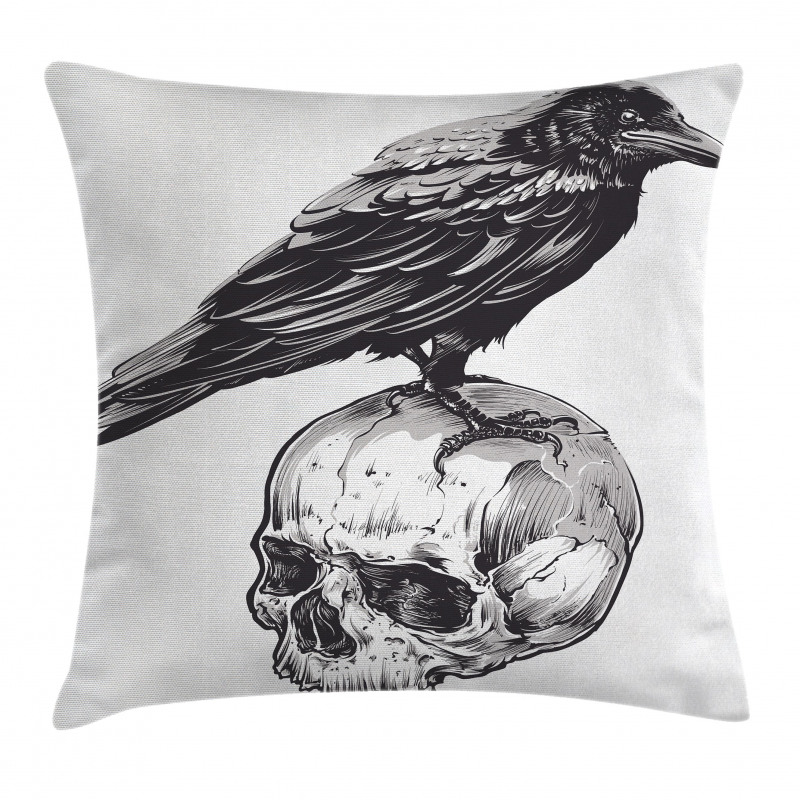 Sketchy Old Skull Image Pillow Cover