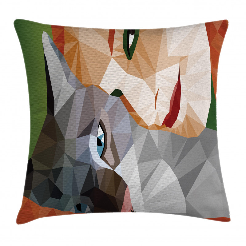 Geometric Mosaic Kitten Pillow Cover