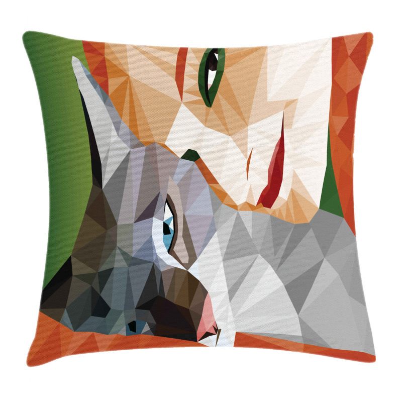 Geometric Mosaic Kitten Pillow Cover