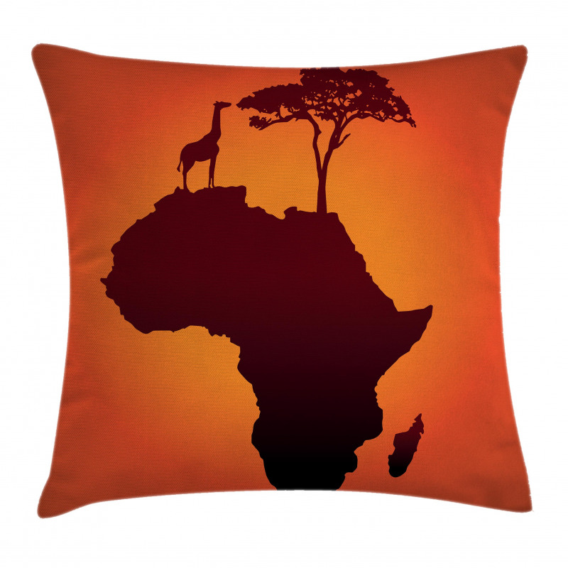 Safari Map with Continent Pillow Cover