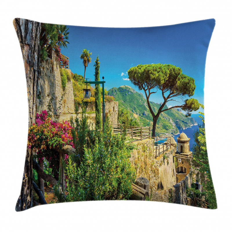 Village Trees Blossoms Pillow Cover