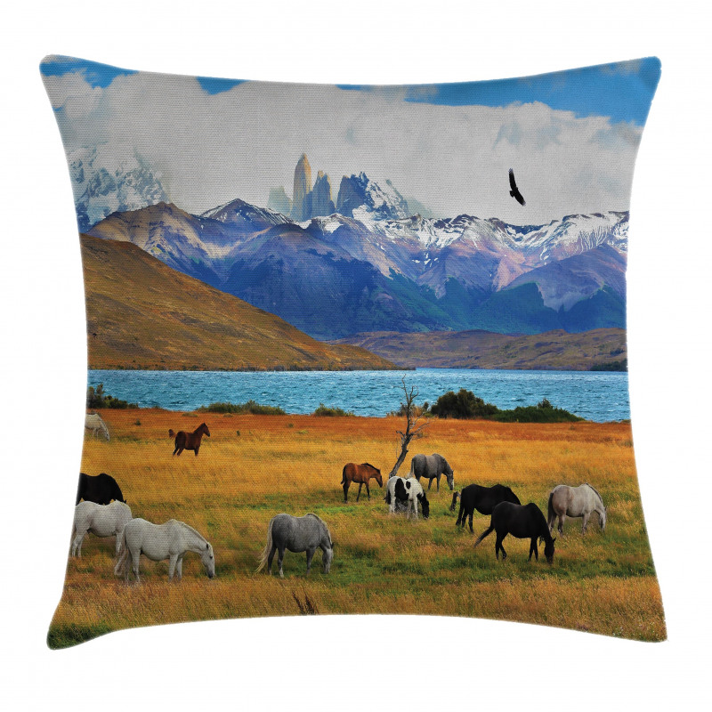 Farm Horse in Mountain Pillow Cover