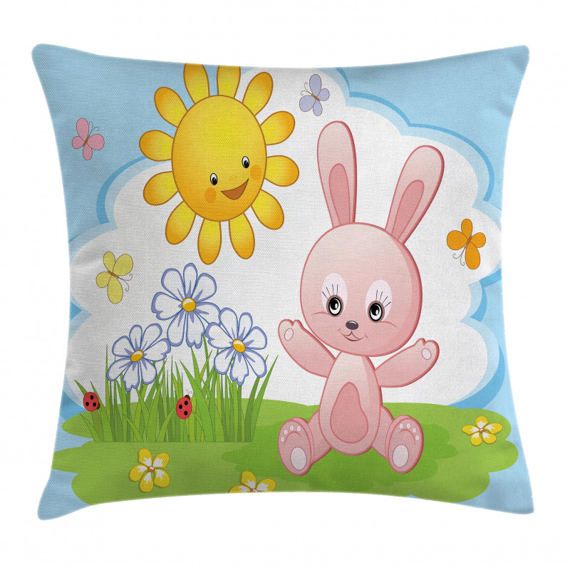 Rabbit in Garden Pillow Cover