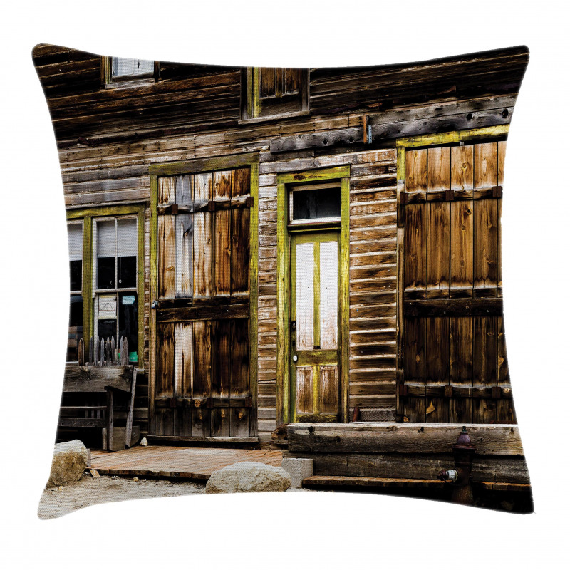 Wooden Planks and Rocks Pillow Cover