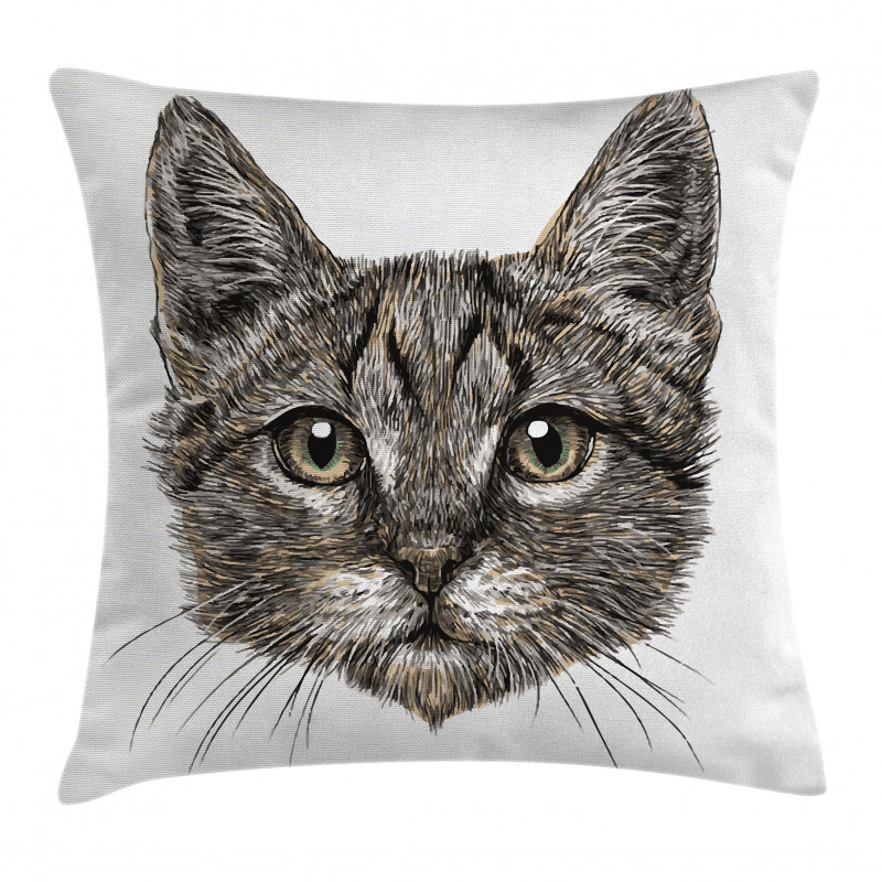 Sketchy Cat Head Pillow Cover