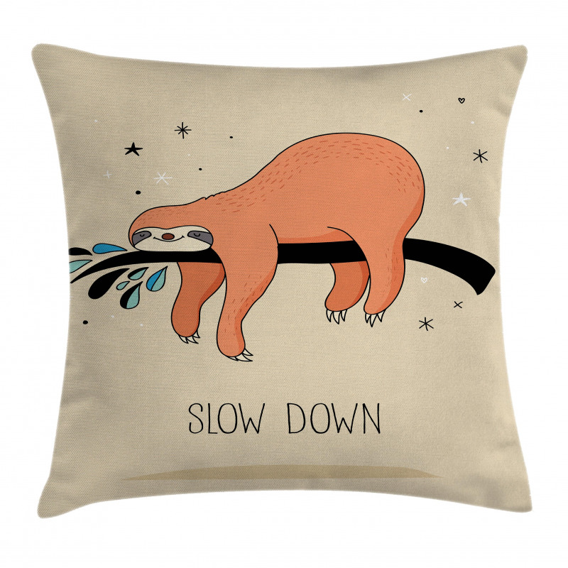 Sleepy Sloth Cartoon Pillow Cover