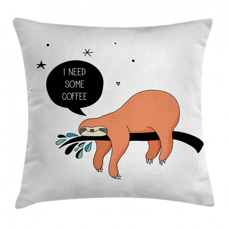 Shy Happy Cartoon Sloth Pillow Cover