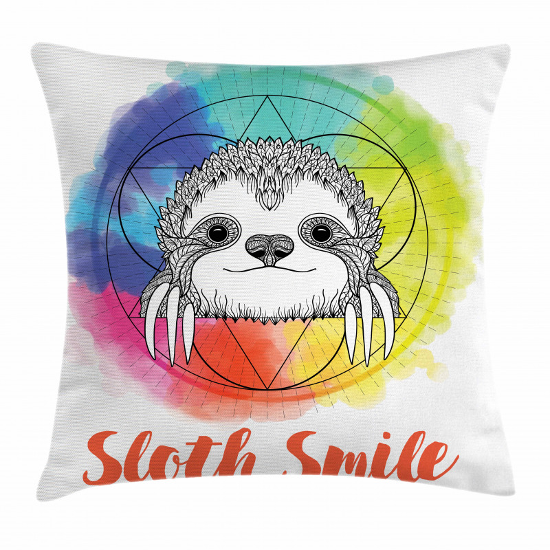 Rainbow Sloth Sketch Pillow Cover