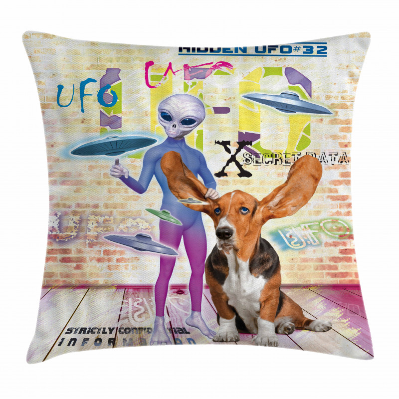 Alien and Dog Pillow Cover