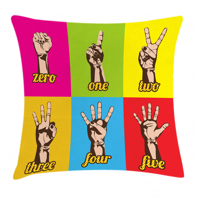 Colored Number Hands Pillow Cover