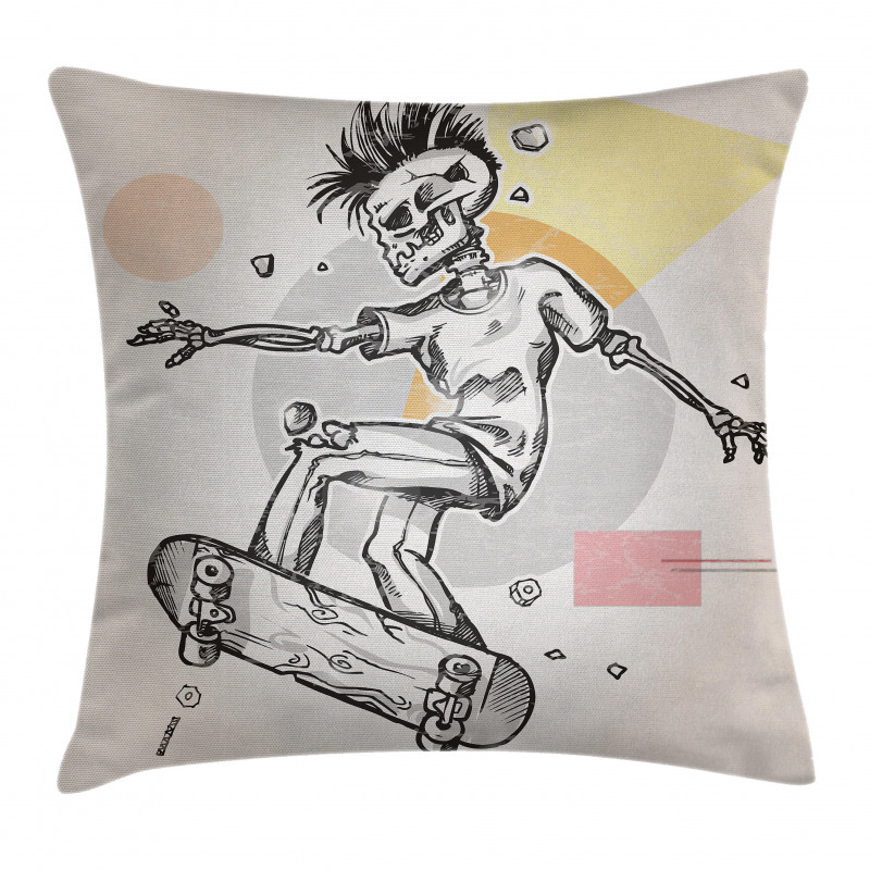 Skating Skeleton Boy Pillow Cover