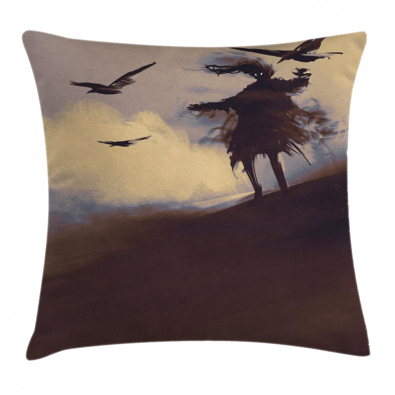 Dark Soul Crows on Hills Pillow Cover
