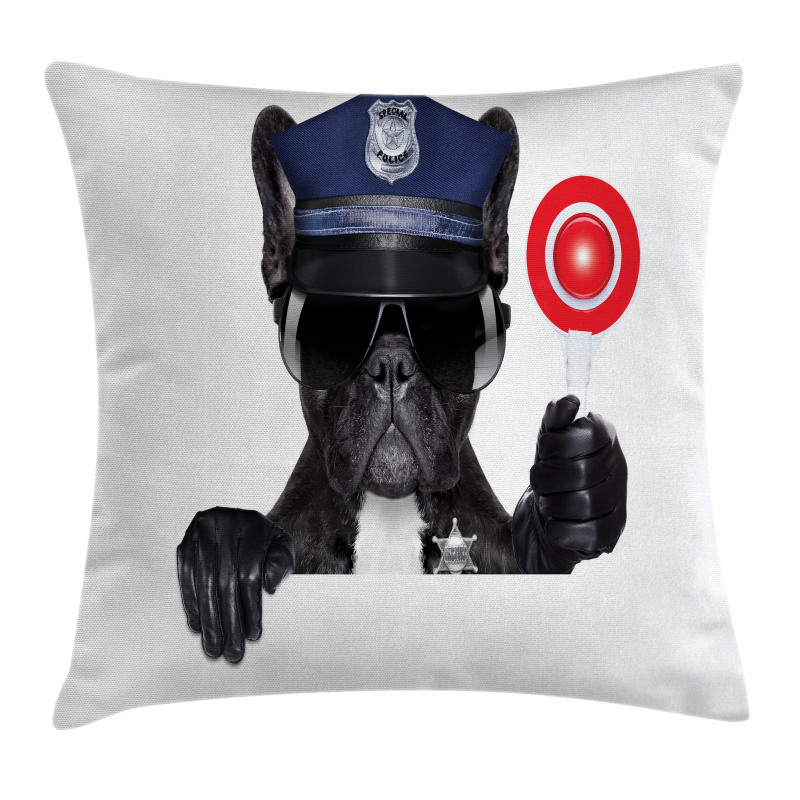 Pug Dog Police Costume Pillow Cover