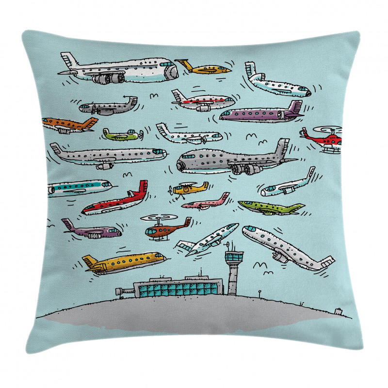 Airplanes Helicopters Pillow Cover