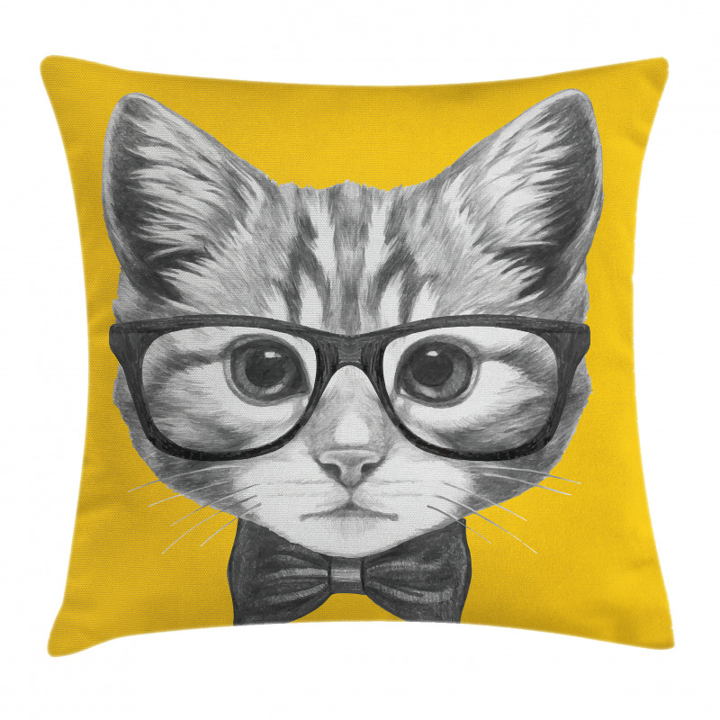Baby Hipster Kitten Cat Pillow Cover
