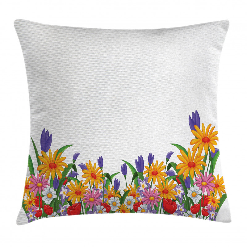 Cartoon Garden Tulips Pillow Cover