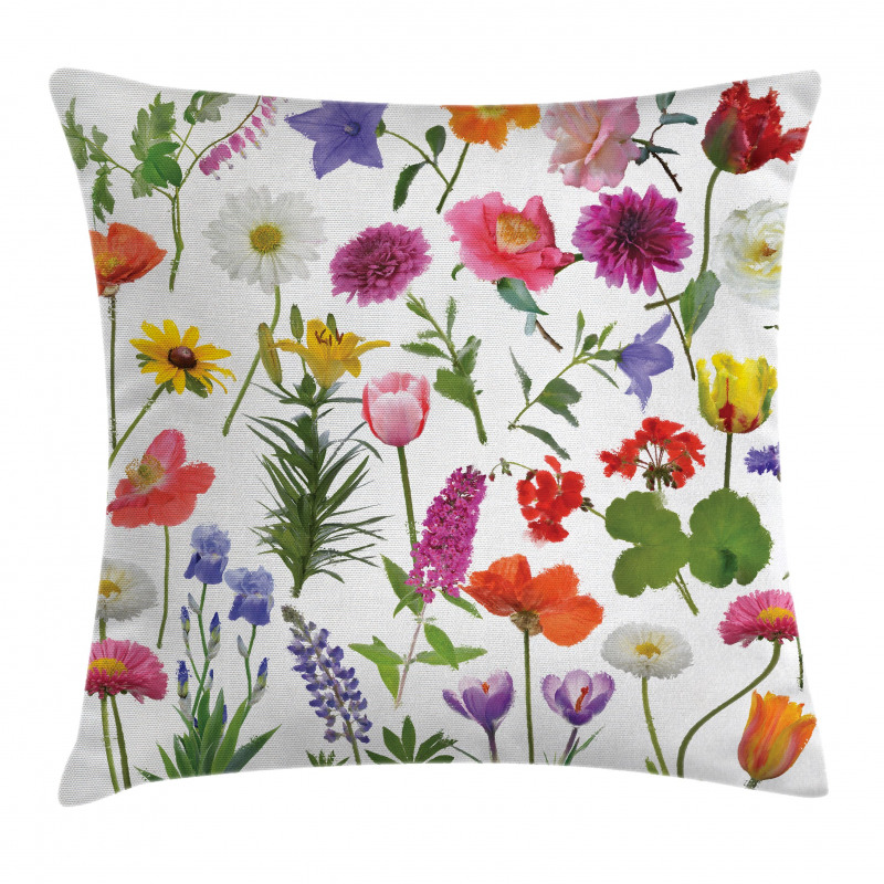 Colored Roses Tulips Pillow Cover