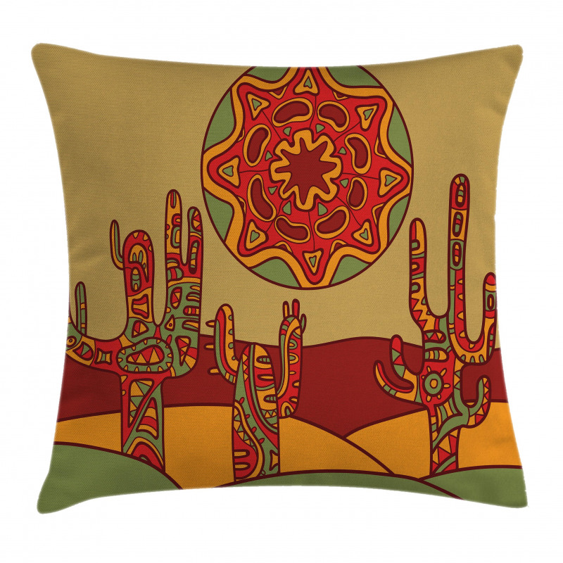 Tribal Design Cactus Pillow Cover