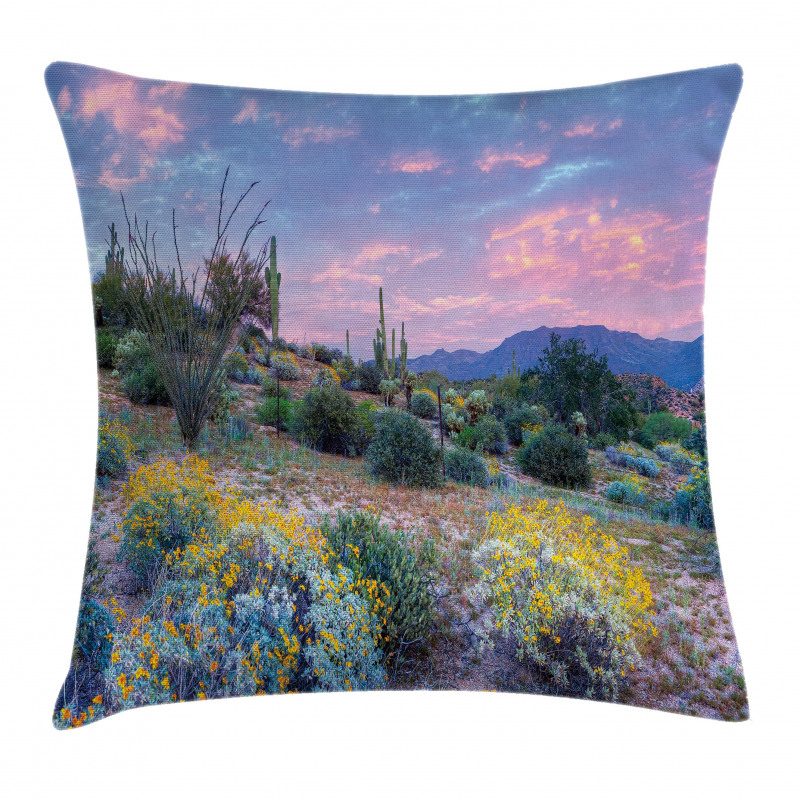 Mountain Floral Scenery Pillow Cover