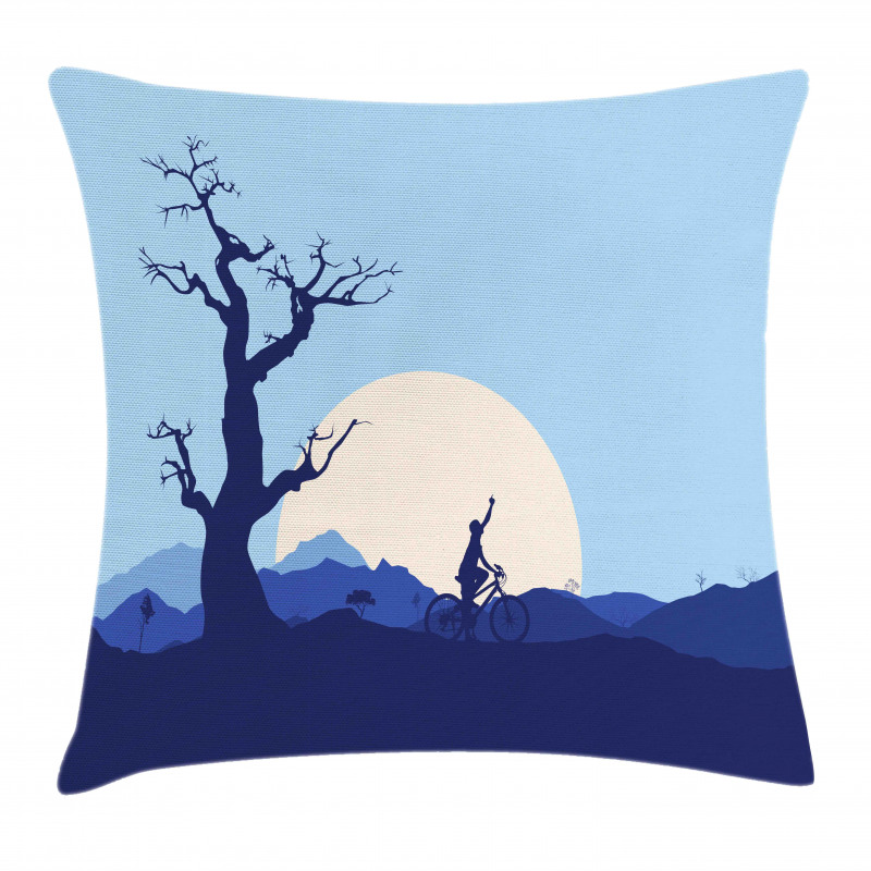 Rising Moon in Forest Pillow Cover