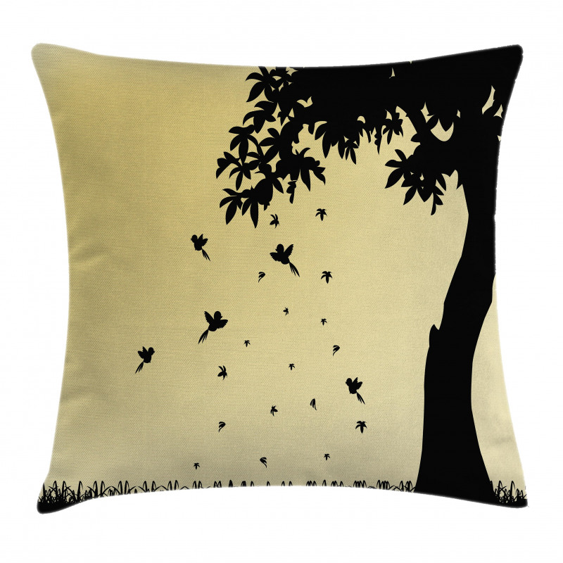 Tree with Falling Leaves Pillow Cover