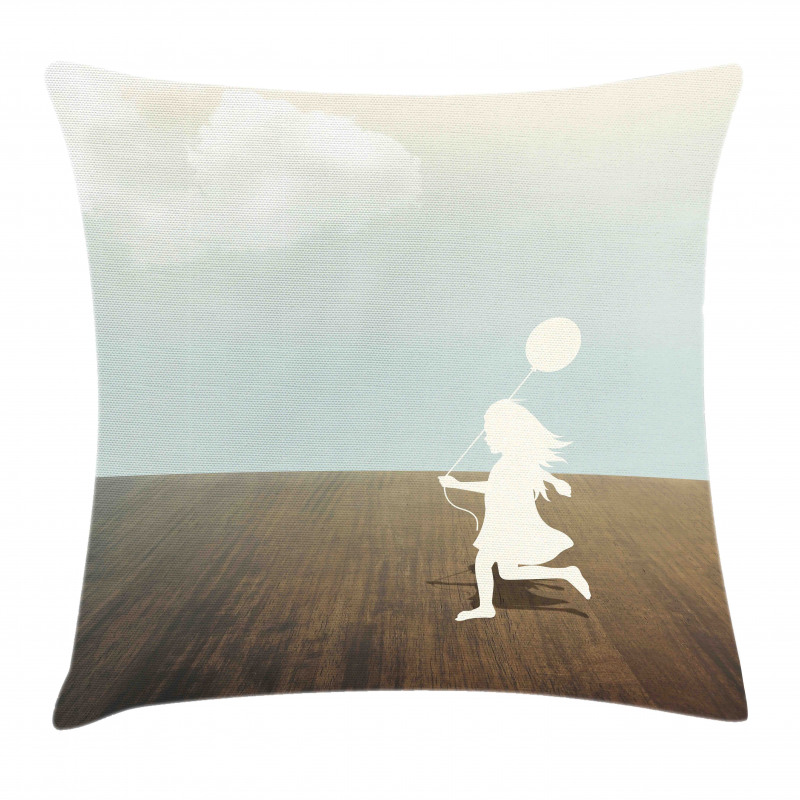 Little Girl with Balloon Pillow Cover