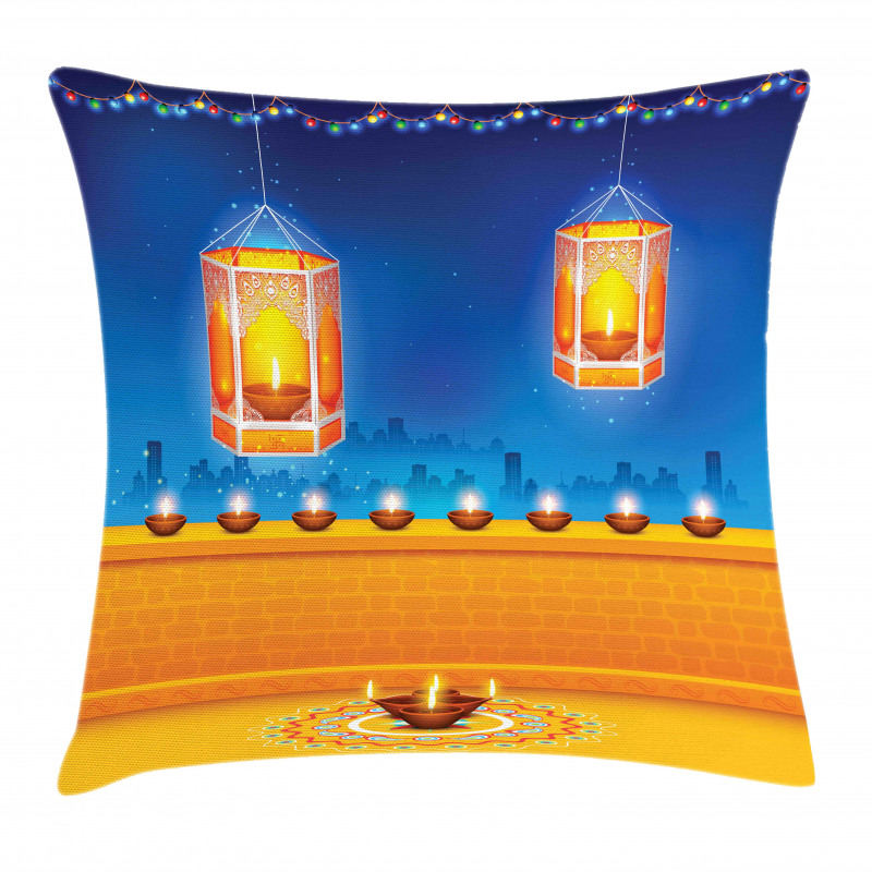 Diwali Night Candles Pillow Cover