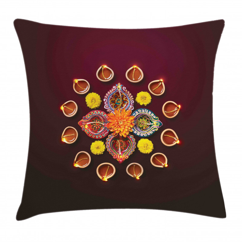 Flowers Burning Candles Pillow Cover