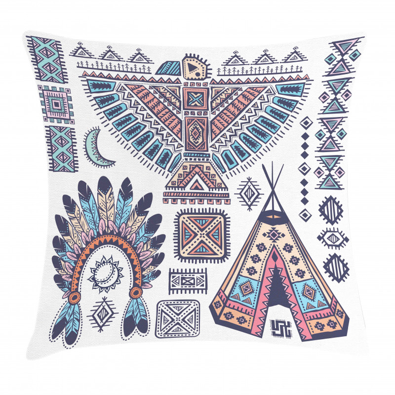 Teepee Eagle Feather Pillow Cover