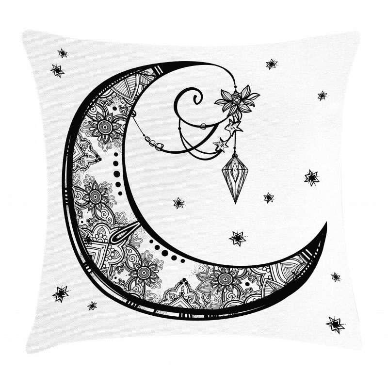 Floral Moon Pillow Cover