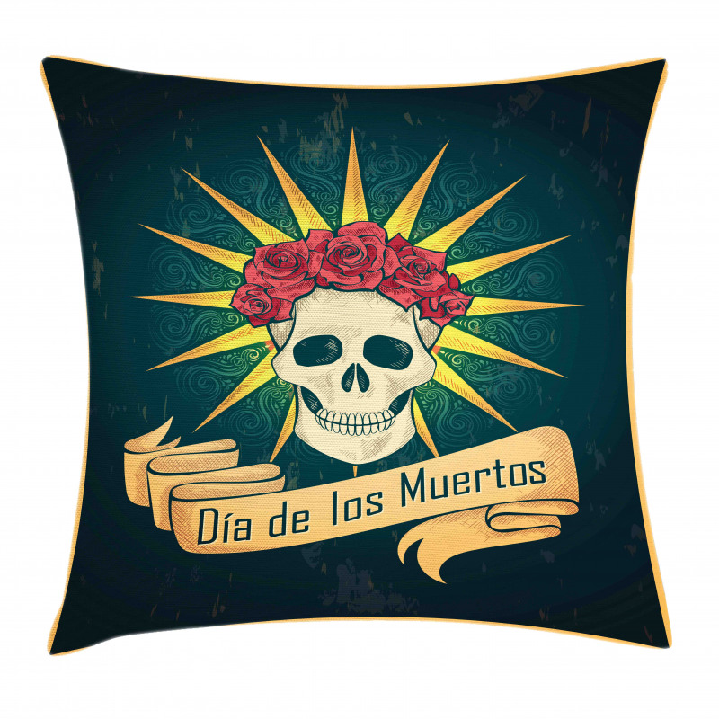 Day of Dead Grunge Pillow Cover