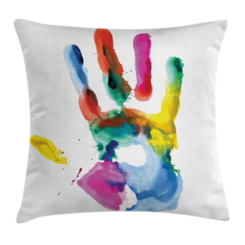 Colored Human Hand Pillow Cover