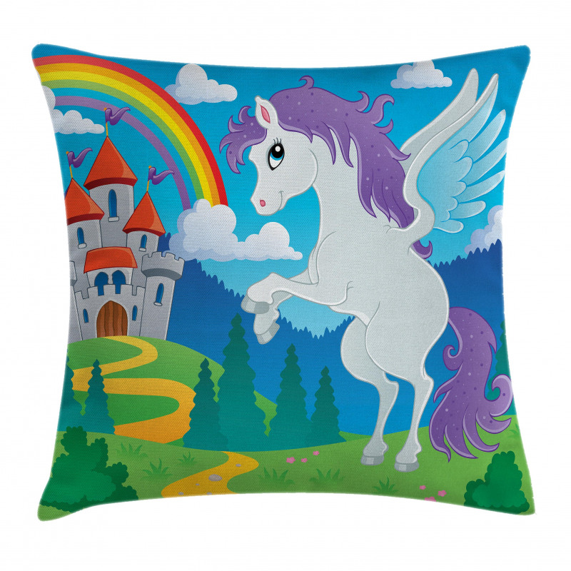 Unicorn with Rainbow Fairy Pillow Cover