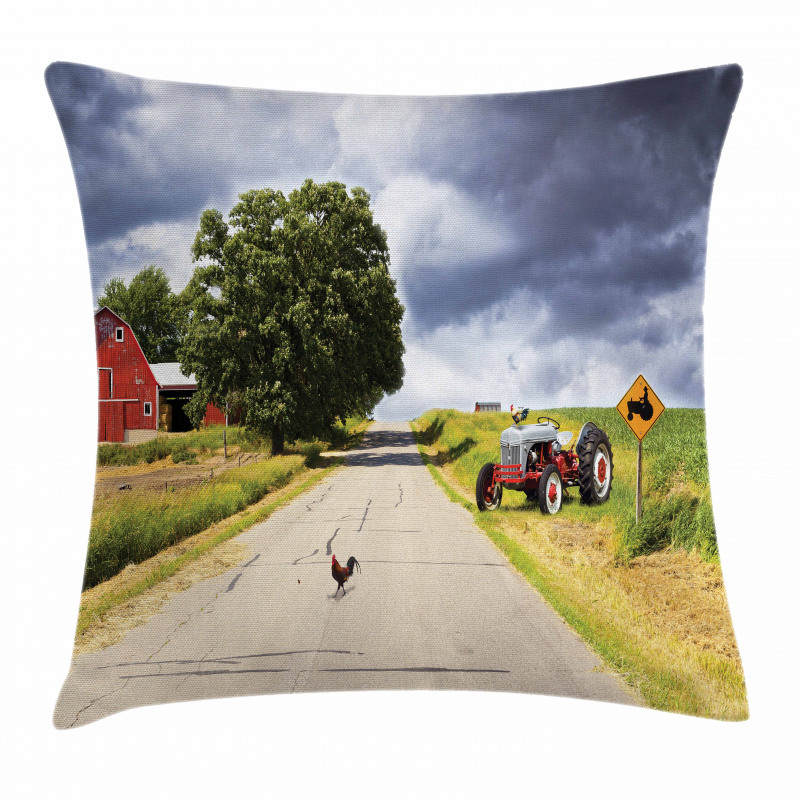 Barn and Tractor on Side Pillow Cover