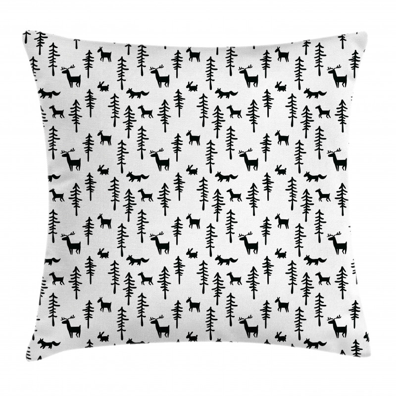 Pine Trees Rabbit Animal Pillow Cover