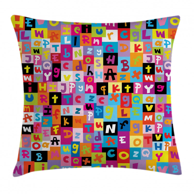 Colored Alphabet Puzzle Pillow Cover