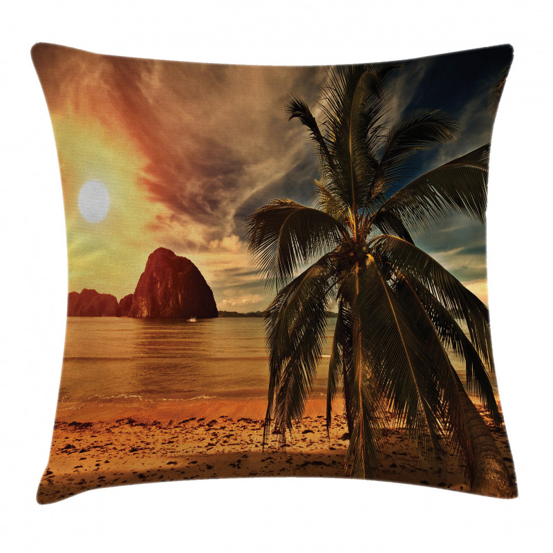 Coconut Palm Tree Beach Pillow Cover
