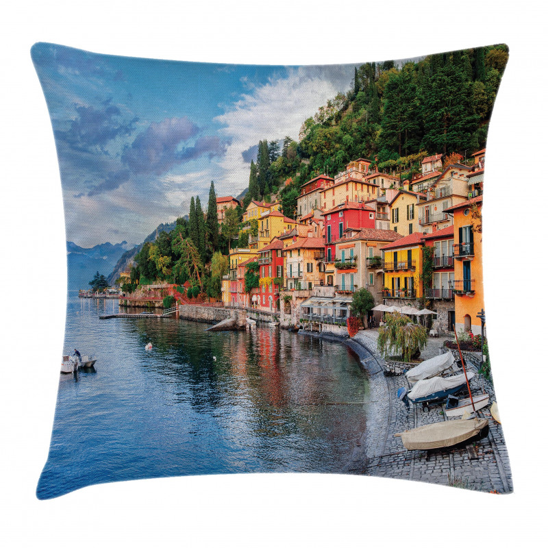 Yacht Boat Idyllic Town Pillow Cover