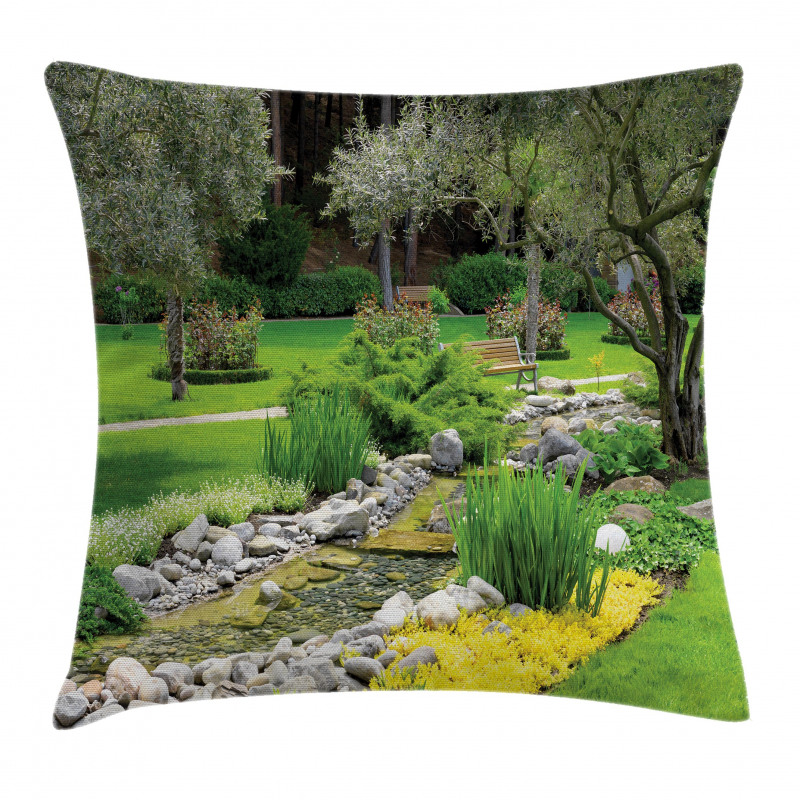 Japanese Park Landscape Pillow Cover