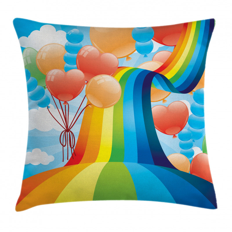Rainbow Romantic Hearts Pillow Cover