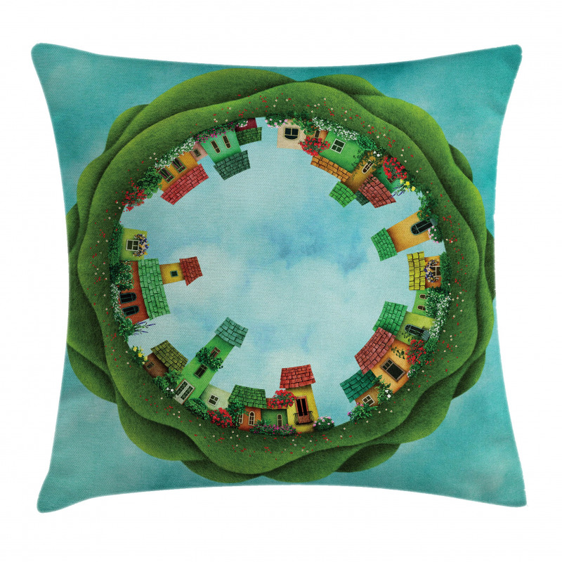 Small Town Round Artwork Pillow Cover